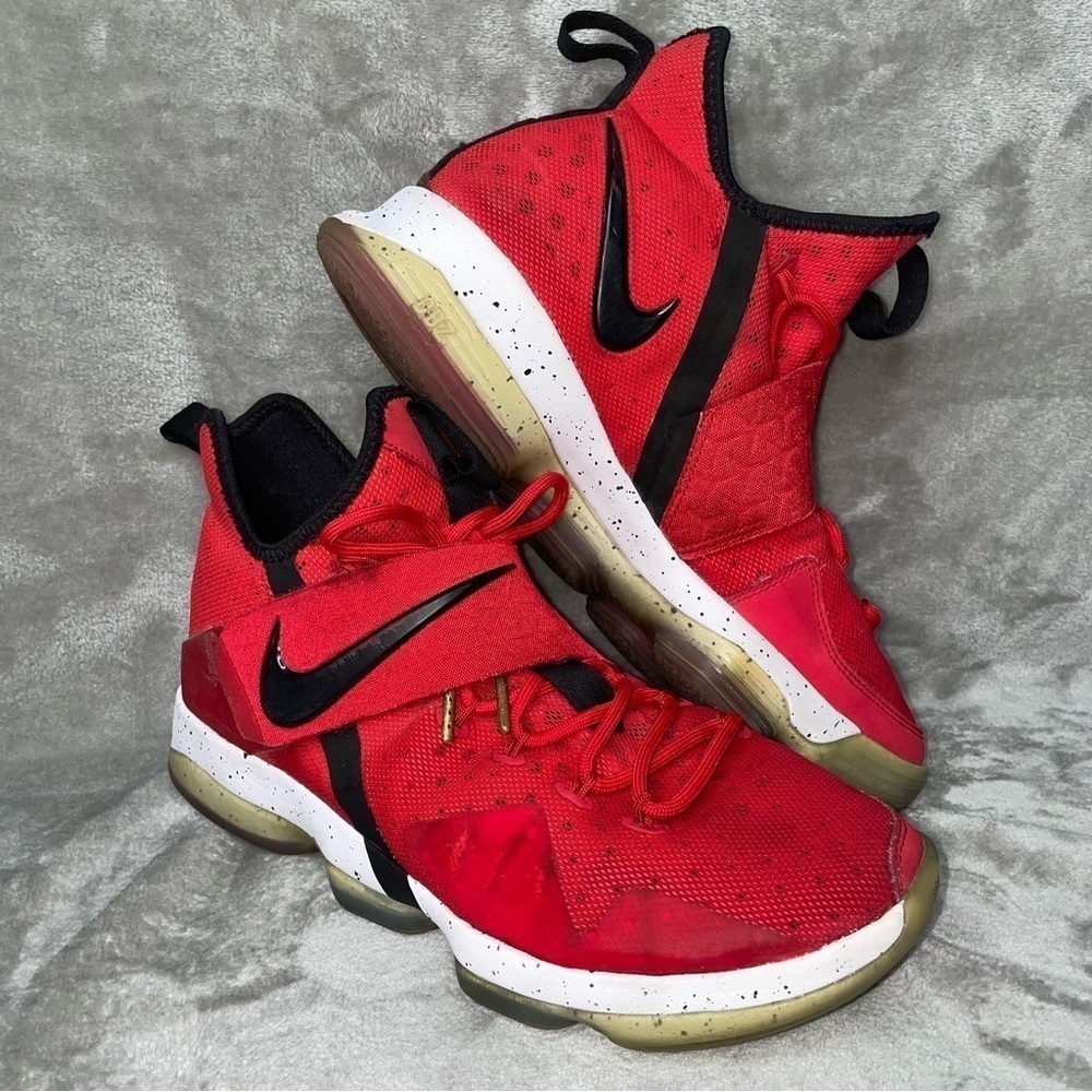 Nike LeBron XIV University Red Basketball Shoes Men's 10.5 Red Black White